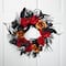 22" Red & Gold Roses with Black Foliage Halloween Wreath